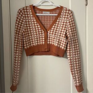 Urban Outfitters Gingham Cropped Caridgan Sz S-P
